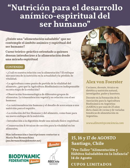 Taller: Nutrición para el desarrollo anímico-espiritual del ser humano